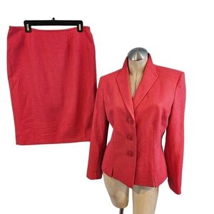 Evan Picone Coral Pink Skirt Suit Blazer & Pencil Skirt